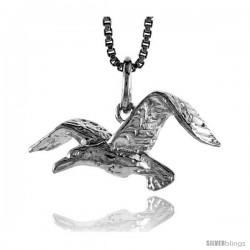 Sterling Silver Sea Gull Pendant, 1/2 in Tall