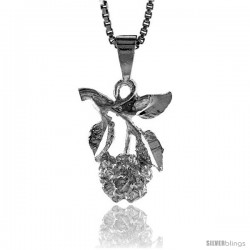 Sterling Silver Rose Pendant, 5/8 in Tall -Style 4p324
