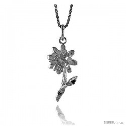 Sterling Silver Flower Pendant, 7/8 in Tall