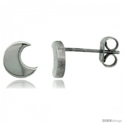 Small Stainless Steel Crescent Moon Stud Earrings, 1/4 in high