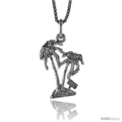 Sterling Silver Palm Tree Pendant, 3/4 in Tall
