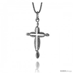 Sterling Silver Cross Pendant, 1 1/4 in -Style 4p33