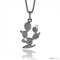 Sterling Silver 3 Cactus Pendant, 3/4 in Tall