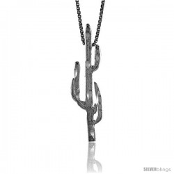 Sterling Silver Cactus Pendant, 1 1/2 in Tall