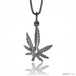 Sterling Silver Pot Leaf Pendant, 3/4 in Tall