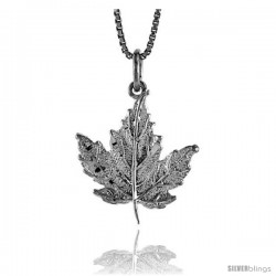 Sterling Silver Maple Leaf Pendant, 3/4 in Tall