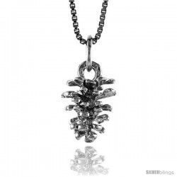 Sterling Silver Pine Cone Pendant, 1/2 in Tall