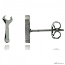 Small Stainless Steel Wrench Stud Earrings, 1/2 in High