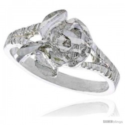 Sterling Silver Floral Ring Polished finish 3/8 in wide -Style Ffr437