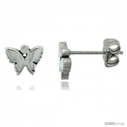 Small Stainless Steel Butterfly Stud Earrings, 1/4 in high