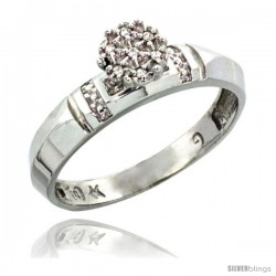 10k White Gold Diamond Engagement Ring 0.05 cttw Brilliant Cut, 5/32 in wide -Style 10w022er