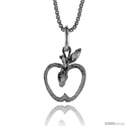 Sterling Silver Apple Pendant, 1/2 in Tall