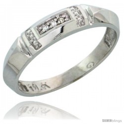 10k White Gold Ladies Diamond Wedding Band Ring 0.02 cttw Brilliant Cut, 5/32 in wide -Style 10w022lb