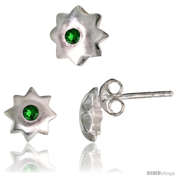 https://www.silverblings.com/17667-thickbox_default/sterling-silver-matte-finish-star-stud-earrings-7-mm-pendant-slide-8-mm-set-w-brilliant-cut-emerald-colored-cz-stones.jpg