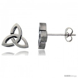 Small Stainless Steel Trinity Stud Earrings, 3/8 in diameter