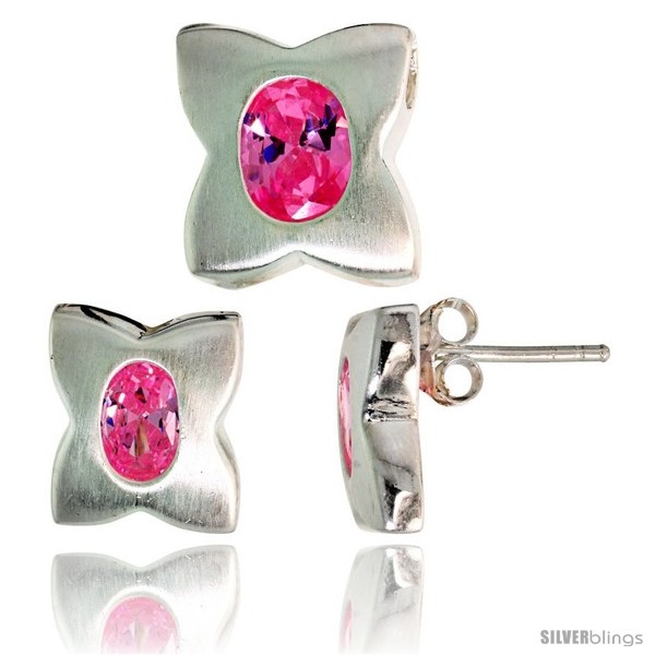 https://www.silverblings.com/17751-thickbox_default/sterling-silver-matte-finish-four-finger-clover-flower-earrings-12mm-tall-pendant-slide-13mm-tall-set-w-oval-cut-pink.jpg