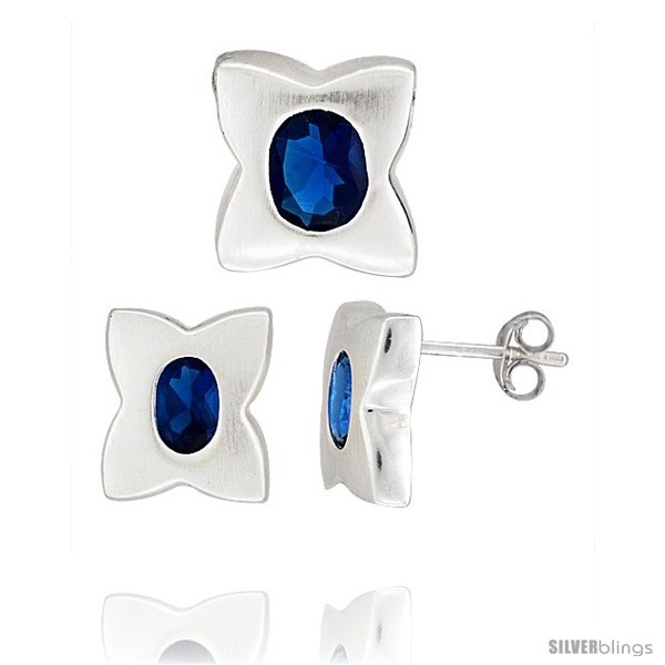 https://www.silverblings.com/17757-thickbox_default/sterling-silver-matte-finish-four-finger-clover-flower-earrings-12mm-tall-pendant-slide-13mm-tall-set-w-oval-cut-blue.jpg