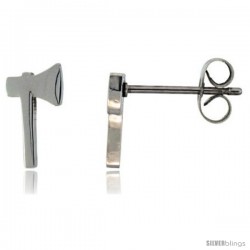 Small Stainless Steel Tomahawk Stud Earrings, 1/2 in High