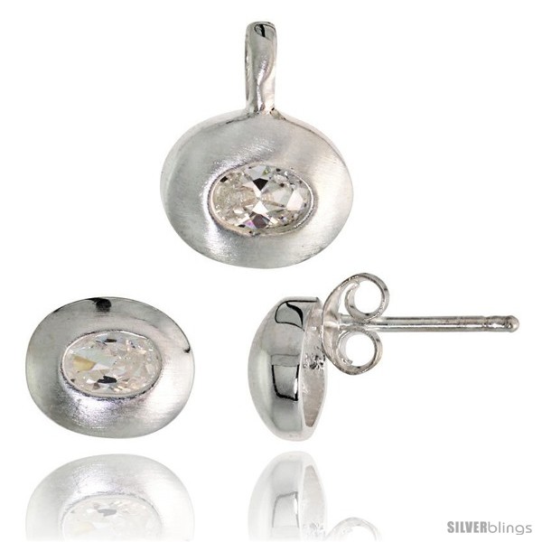 https://www.silverblings.com/17815-thickbox_default/sterling-silver-matte-finish-oval-shaped-earrings-7mm-tall-pendant-13mm-tall-set-w-oval-cut-cz-stones.jpg