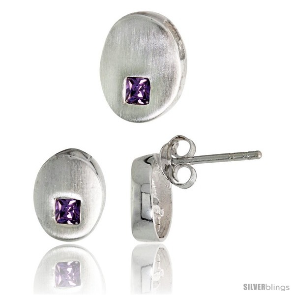 https://www.silverblings.com/17835-thickbox_default/sterling-silver-matte-finish-oval-shaped-earrings-9mm-tall-pendant-slide-11mm-tall-set-w-princess-cut-amethyst-colored.jpg