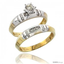 10k Yellow Gold Ladies' 2-Piece Diamond Engagement Wedding Ring Set, 5/32 in wide -Style 10y122e2