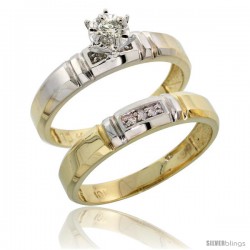 10k Yellow Gold Ladies' 2-Piece Diamond Engagement Wedding Ring Set, 5/32 in wide -Style 10y123e2