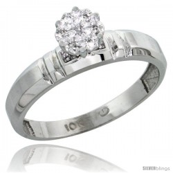 10k White Gold Diamond Engagement Ring 0.05 cttw Brilliant Cut, 5/32 in wide -Style 10w023er