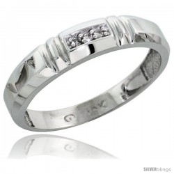 10k White Gold Ladies Diamond Wedding Band Ring 0.02 cttw Brilliant Cut, 5/32 in wide -Style 10w023lb