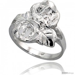 Sterling Silver Double Rose Ring Polished finish 5/8 in wide