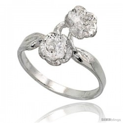 Sterling Silver Double Rose Ring Polished finish 5/8 in wide -Style Ffr432