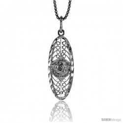 Sterling Silver Filigree Pendant, 1 in Tall