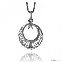 Sterling Silver Round Filigree Pendant, 3/4 in Tall -Style 4p354