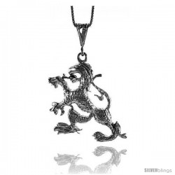 Sterling Silver Large Dragon Pendant, 1 3/4 in Tall