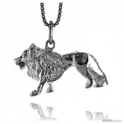 Sterling Silver Lion (D) Pendant, 5/8 in Tall