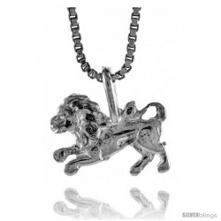 Sterling Silver Teeny Lion Pendant, 5/16 in tall