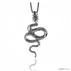 Sterling Silver Snake Pendant, 1 1/2 in Tall