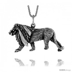 Sterling Silver Lion Pendant, 1 1/4 in Tall