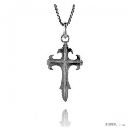 Sterling Silver Fleur De Lis Cross Pendant, 1 in