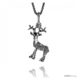 Sterling Silver Deer Pendant, 3/4 in Tall