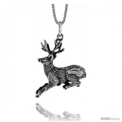 Sterling Silver Deer Pendant, 1 in Tall