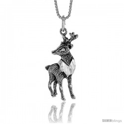 Sterling Silver Deer Pendant, 1 1/4 in Tall