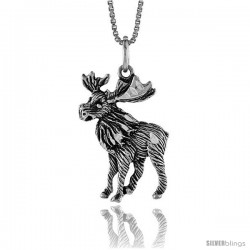 Sterling Silver Moose Pendant, 1 in Tall