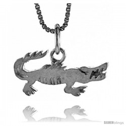 Sterling Silver Crocodile Pendant, 3/4 in wide