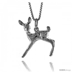 Sterling Silver Deer Pendant, 1 in Tall -Style 4p390