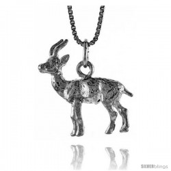 Sterling Silver Deer Pendant, 7/8 in Tall