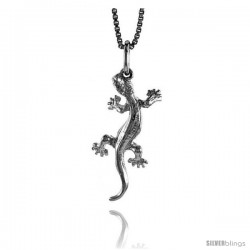 Sterling Silver Gecko Pendant, 1 in Tall