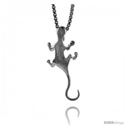 Sterling Silver Small Gecko Pendant, 7/8 in Tall