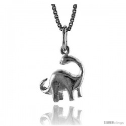 Sterling Silver Small Sauropoda Dinosaur Pendant, 1/2 in Tall