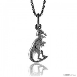 Sterling Silver Small T Rex Dinosaur Pendant, 5/8 in Tall