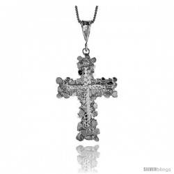 Sterling Silver Large Nugget Cross Pendant, 1 3/4 in